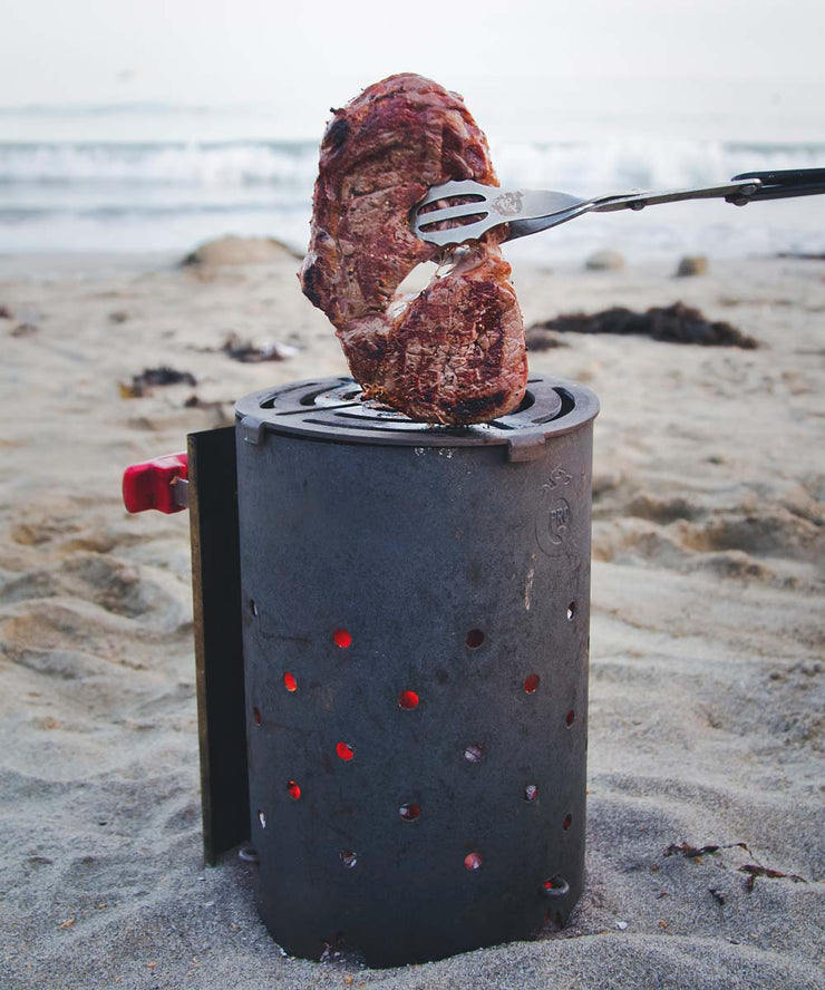 ProQ Afterburner Steak Grill for Chimney Starters with Steak Beach BBQ